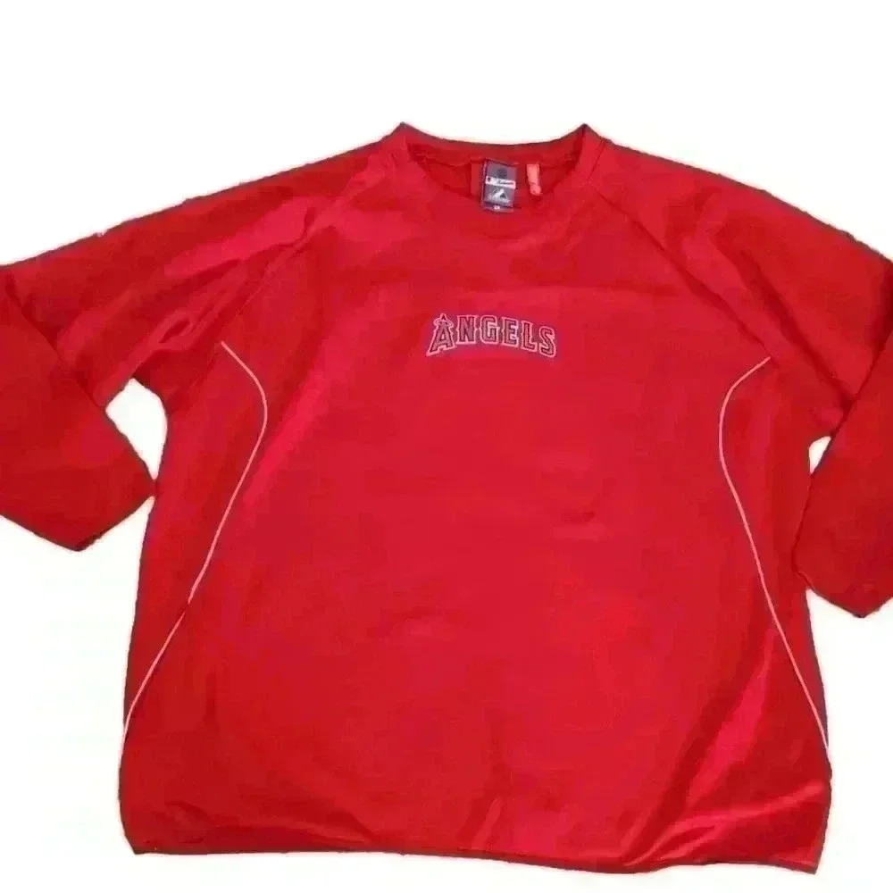 Los Angeles Angels Baseball Mens Red Majestic Therma Base Sweatshirt 3X